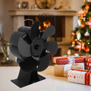 Black 6 Blade Heat Powered Stove Fan Thermodynamically Driven Fireplace Fan for Heat Dissipation