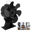 Black 6 Blade Heat Powered Stove Fan Thermodynamically Driven Fireplace Fan for Heat Dissipation