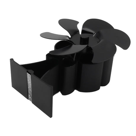 Black 6 Blade Heat Powered Stove Fan Thermodynamically Driven Fireplace Fan for Heat Dissipation