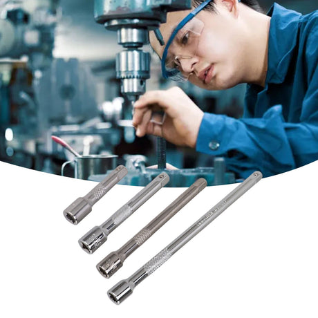 4pc 1/4in Drive Socket Extension Bar Set Long Shaft 50mm 75mm 100mm 150mm Ratchet Improved