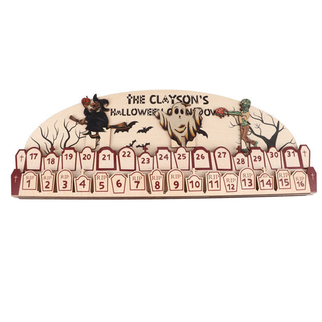 Halloween Advent Calendar 2023 31 Days Halloween Moving Wooden Block Countdown Calendar for Home Decor Holiday Ornament Gift