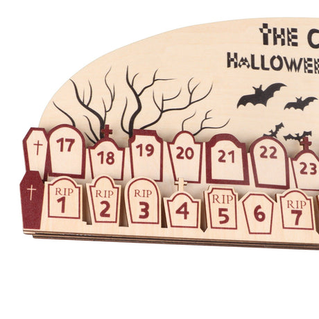 Halloween Advent Calendar 2023 31 Days Halloween Moving Wooden Block Countdown Calendar for Home Decor Holiday Ornament Gift