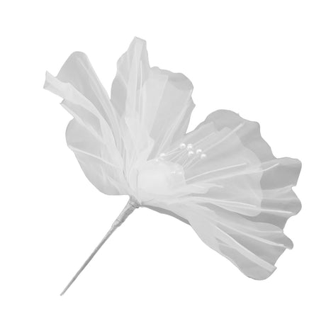 Gauze Flower 19.7in Diameter Soft Bright Colors Light Reusable Handcrafted Organza Flower for Wedding Photography Family White