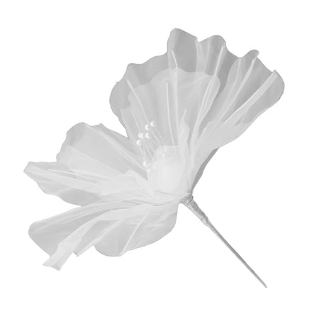 Gauze Flower 19.7in Diameter Soft Bright Colors Light Reusable Handcrafted Organza Flower for Wedding Photography Family White