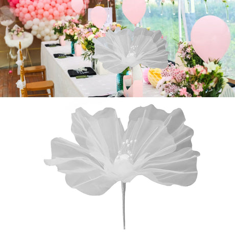 Gauze Flower 19.7in Diameter Soft Bright Colors Light Reusable Handcrafted Organza Flower for Wedding Photography Family White