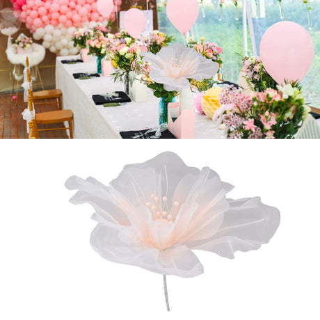 Gauze Flower 19.7in Diameter Soft Bright Colors Light Reusable Handcrafted Organza Flower for Wedding Photography Family Pink