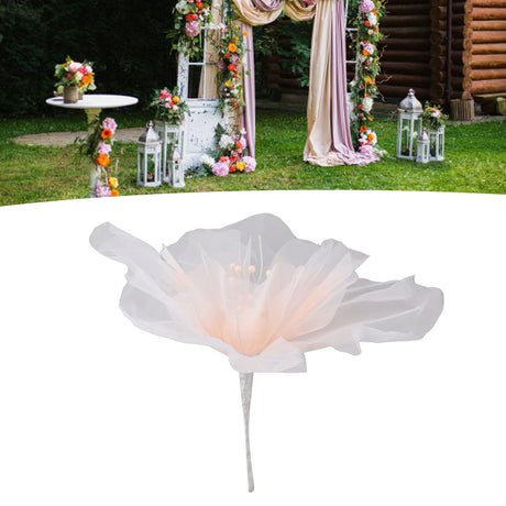 Gauze Flower 19.7in Diameter Soft Bright Colors Light Reusable Handcrafted Organza Flower for Wedding Photography Family Pink