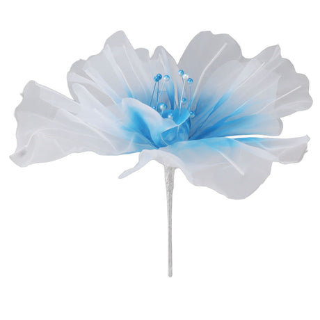Gauze Flower 19.7in Diameter Soft Bright Colors Light Reusable Handcrafted Organza Flower for Wedding Photography Family Blue