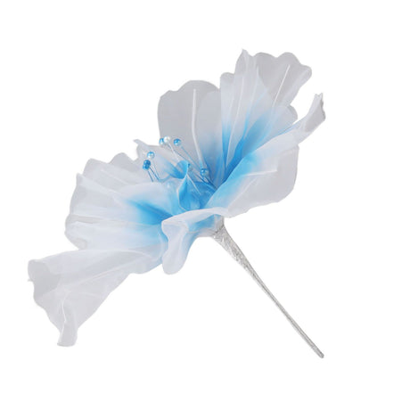 Gauze Flower 19.7in Diameter Soft Bright Colors Light Reusable Handcrafted Organza Flower for Wedding Photography Family Blue