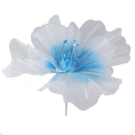 Gauze Flower 19.7in Diameter Soft Bright Colors Light Reusable Handcrafted Organza Flower for Wedding Photography Family Blue