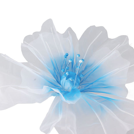 Gauze Flower 19.7in Diameter Soft Bright Colors Light Reusable Handcrafted Organza Flower for Wedding Photography Family Blue