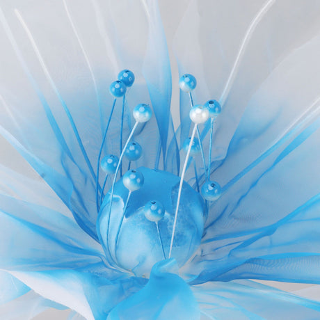 Gauze Flower 19.7in Diameter Soft Bright Colors Light Reusable Handcrafted Organza Flower for Wedding Photography Family Blue