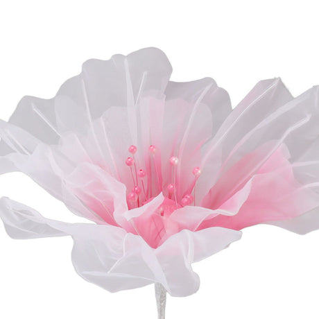 Gauze Flower 19.7in Diameter Soft Bright Colors Light Reusable Handcrafted Organza Flower for Wedding Photography Family Rose Red