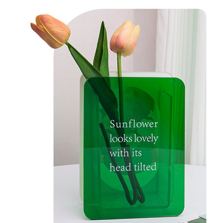 Acrylic Flower Vase Modern Bouquet Holder Clear Plant Floral Container Aesthetic Room Decor Sunflower