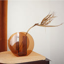 Brown Acrylic Vase Transparent Decorative Flower Vase Nordic Glass Vase Ornament for Office Living Room Book Shelf Brown Circle