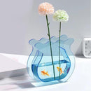 Fish Tank Vase Transparent Thickened Acrylic Smoothing Simple Modern Small Fish Tank for Family Office Dormitory Transparent Blue