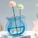 Fish Tank Vase Transparent Thickened Acrylic Smoothing Simple Modern Small Fish Tank for Family Office Dormitory Transparent Blue
