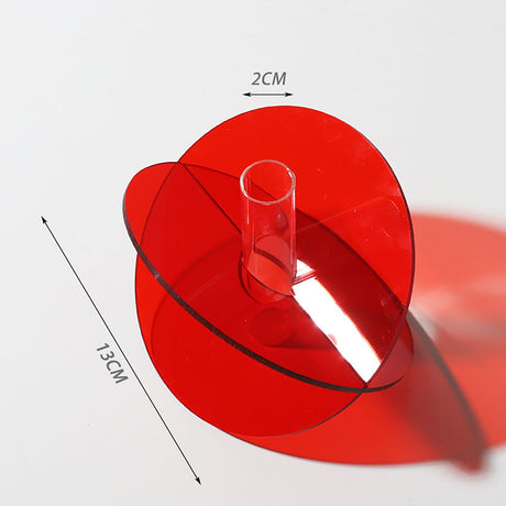 Acrylic Geometric Flower Vase Fine Detail Easy To Clean Acrylic Geometric Minimalist Vase for Living Room Table Disc Red 90g 15x13x2cm