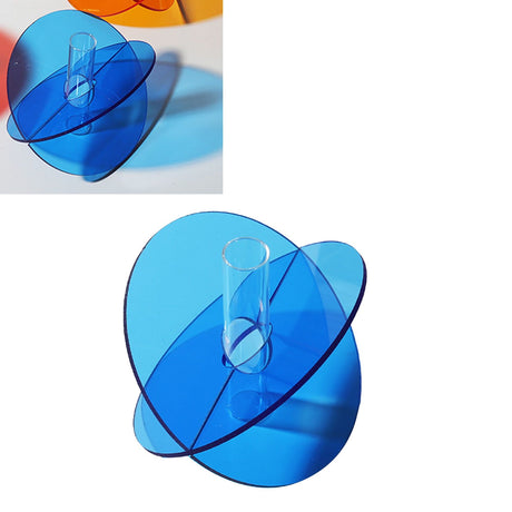 Acrylic Geometric Flower Vase Fine Detail Easy To Clean Acrylic Geometric Minimalist Vase for Living Room Table Disc Blue 15x13x2cm