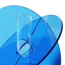 Acrylic Geometric Flower Vase Fine Detail Easy To Clean Acrylic Geometric Minimalist Vase for Living Room Table Disc Blue 15x13x2cm