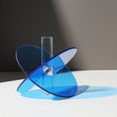 Acrylic Geometric Flower Vase Fine Detail Easy To Clean Acrylic Geometric Minimalist Vase for Living Room Table Disc Blue 15x13x2cm