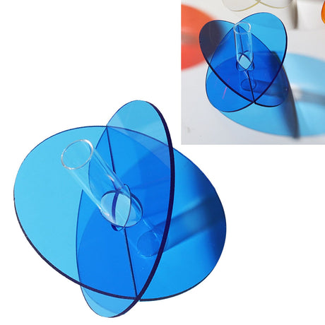 Acrylic Geometric Flower Vase Fine Detail Easy To Clean Acrylic Geometric Minimalist Vase for Living Room Table Disc Blue 15x13x2cm