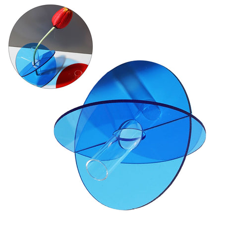 Acrylic Geometric Flower Vase Fine Detail Easy To Clean Acrylic Geometric Minimalist Vase for Living Room Table Disc Blue 15x13x2cm