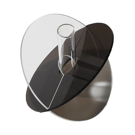 Acrylic Geometric Flower Vase Fine Detail Easy To Clean Acrylic Geometric Minimalist Vase for Living Room Table Disc Transparent Grey 15x13x2cm