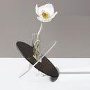 Acrylic Geometric Flower Vase Fine Detail Easy To Clean Acrylic Geometric Minimalist Vase for Living Room Table Disc Transparent Grey 15x13x2cm