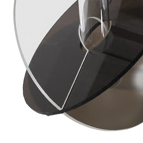 Acrylic Geometric Flower Vase Fine Detail Easy To Clean Acrylic Geometric Minimalist Vase for Living Room Table Disc Transparent Grey 15x13x2cm