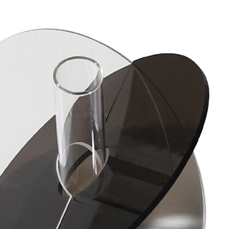 Acrylic Geometric Flower Vase Fine Detail Easy To Clean Acrylic Geometric Minimalist Vase for Living Room Table Disc Transparent Grey 15x13x2cm