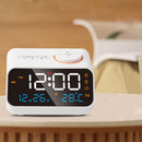 Alarm Clock Radio Multifunctional LED Music Timing Rechargeable FM Radio Alarm Clock for Home White