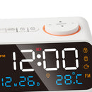 Alarm Clock Radio Multifunctional LED Music Timing Rechargeable FM Radio Alarm Clock for Home White