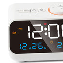 Alarm Clock Radio Multifunctional LED Music Timing Rechargeable FM Radio Alarm Clock for Home White