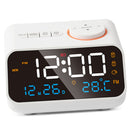 Alarm Clock Radio Multifunctional LED Music Timing Rechargeable FM Radio Alarm Clock for Home White