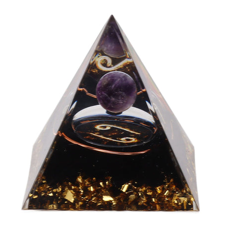 5cm Orgonite Pyramid for Positive Energy Healing Crystal Pyramid Meditation Orgonite Pyramids Chakra Zodiac Energy Generator Cancer