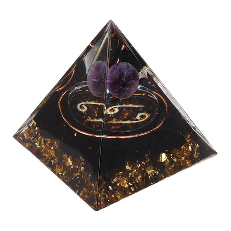 5cm Orgonite Pyramid for Positive Energy Healing Crystal Pyramid Meditation Orgonite Pyramids Chakra Zodiac Energy Generator Cancer