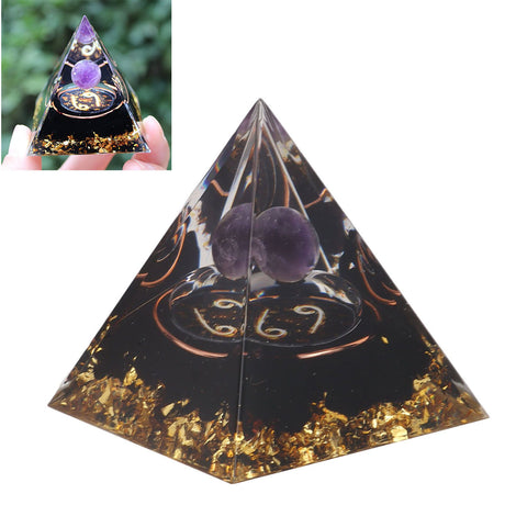 5cm Orgonite Pyramid for Positive Energy Healing Crystal Pyramid Meditation Orgonite Pyramids Chakra Zodiac Energy Generator Cancer