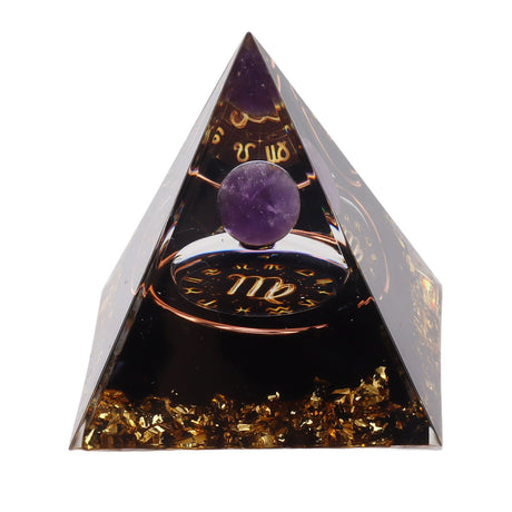 5cm Orgonite Pyramid for Positive Energy Healing Crystal Pyramid Meditation Orgonite Pyramids Chakra Zodiac Energy Generator Virgo