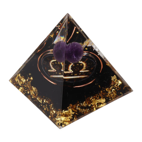 5cm Orgonite Pyramid for Positive Energy Healing Crystal Pyramid Meditation Orgonite Pyramids Chakra Zodiac Energy Generator Libra