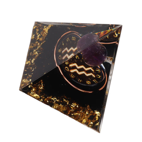 5cm Orgonite Pyramid for Positive Energy Healing Crystal Pyramid Meditation Orgonite Pyramids Chakra Zodiac Energy Generator Aquarius