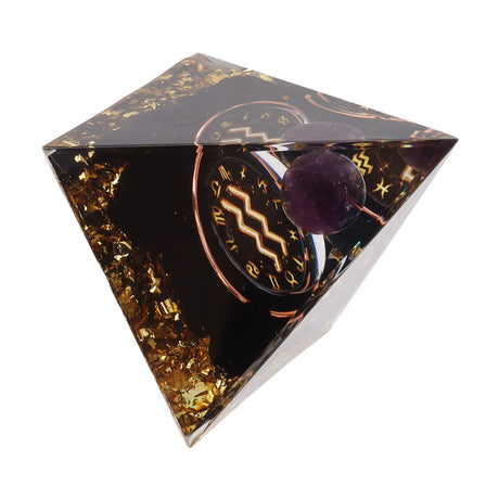 5cm Orgonite Pyramid for Positive Energy Healing Crystal Pyramid Meditation Orgonite Pyramids Chakra Zodiac Energy Generator Aquarius