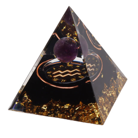 5cm Orgonite Pyramid for Positive Energy Healing Crystal Pyramid Meditation Orgonite Pyramids Chakra Zodiac Energy Generator Aquarius