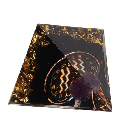 5cm Orgonite Pyramid for Positive Energy Healing Crystal Pyramid Meditation Orgonite Pyramids Chakra Zodiac Energy Generator Aquarius