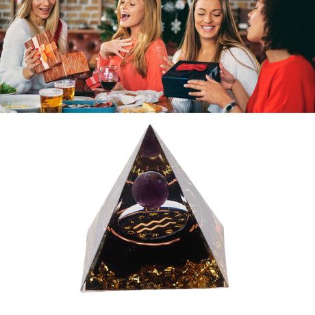 5cm Orgonite Pyramid for Positive Energy Healing Crystal Pyramid Meditation Orgonite Pyramids Chakra Zodiac Energy Generator Aquarius