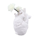 Creative Anatomical Heart Vases Resin Sculpture Heart Shaped Art Flower Vases Desktop Home Decoration for Living Room White
