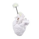 Creative Anatomical Heart Vases Resin Sculpture Heart Shaped Art Flower Vases Desktop Home Decoration for Living Room White