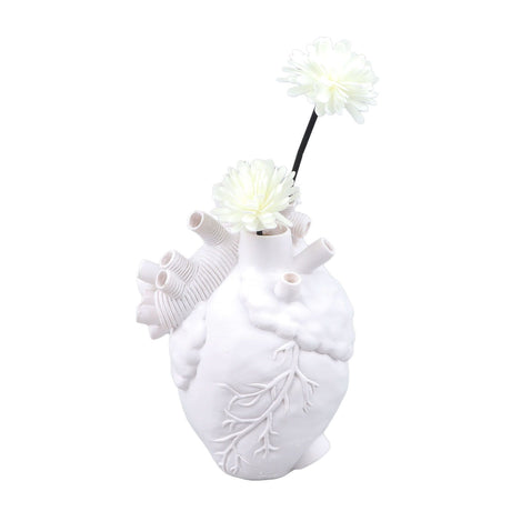 Creative Anatomical Heart Vases Resin Sculpture Heart Shaped Art Flower Vases Desktop Home Decoration for Living Room White