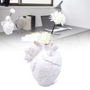 Creative Anatomical Heart Vases Resin Sculpture Heart Shaped Art Flower Vases Desktop Home Decoration for Living Room White