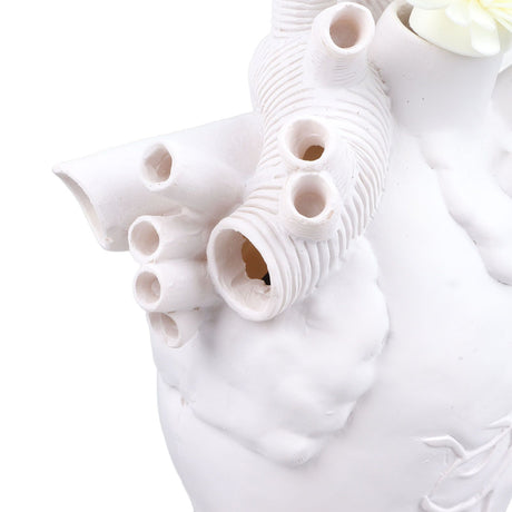 Creative Anatomical Heart Vases Resin Sculpture Heart Shaped Art Flower Vases Desktop Home Decoration for Living Room White